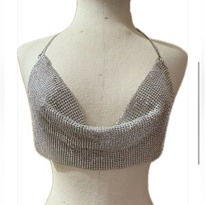 Sexy Silver Chain Top | Statement Jewelry Crop, Clubwear
